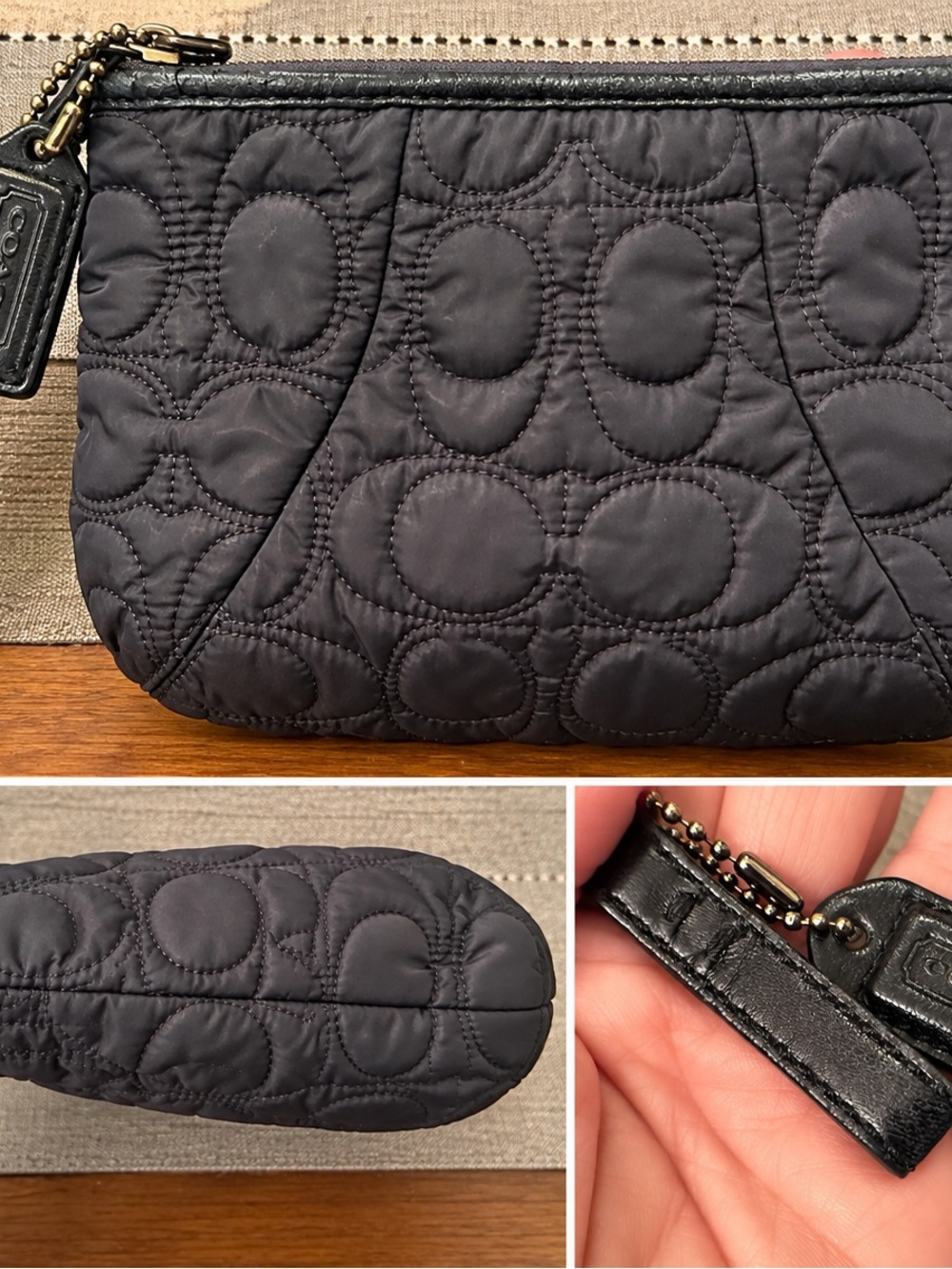 Coach Black Quilted Signature Large Pouch